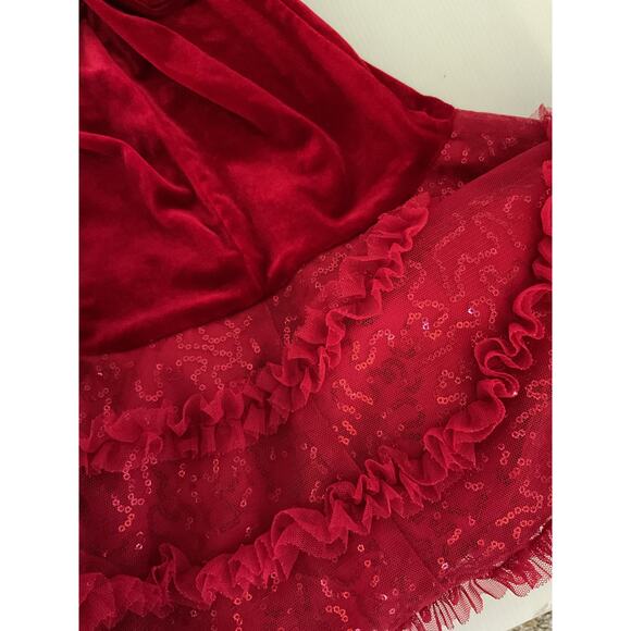 Jona Michelle Red Velvet Christmas Dress 24M/2T Fur Collar & Sequins - Picture 5 of 8